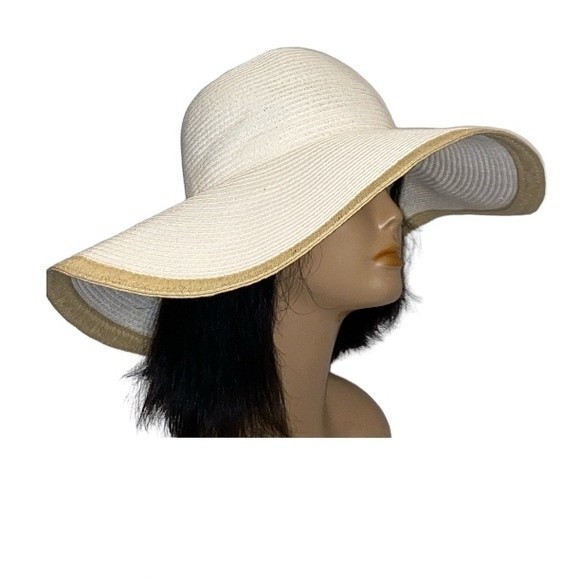 Target Floppy Straw Sun Hat cream tan boarder Summer Beachy Vacation Size OS - Picture 4 of 11